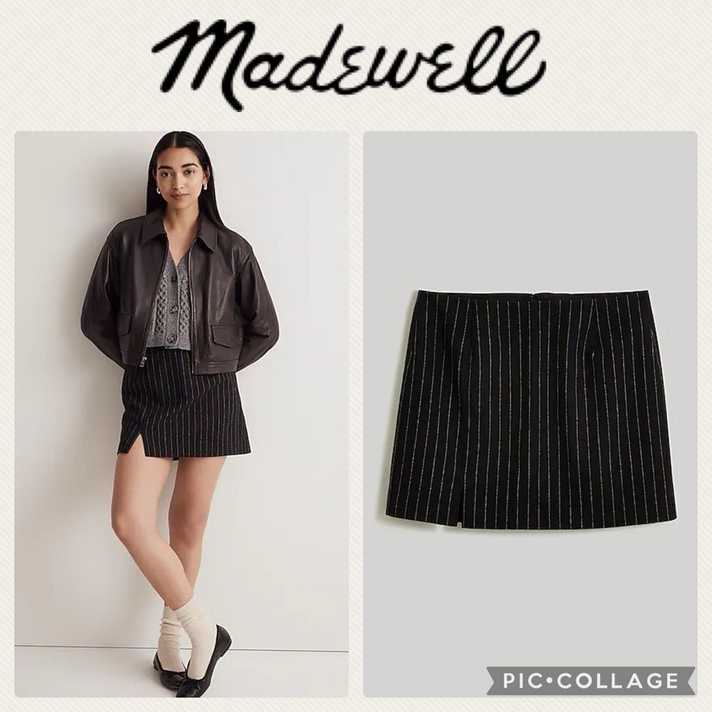 Madewell | Women's‎ Wool Blend Mini Skirt in Pinstripe, Size 12